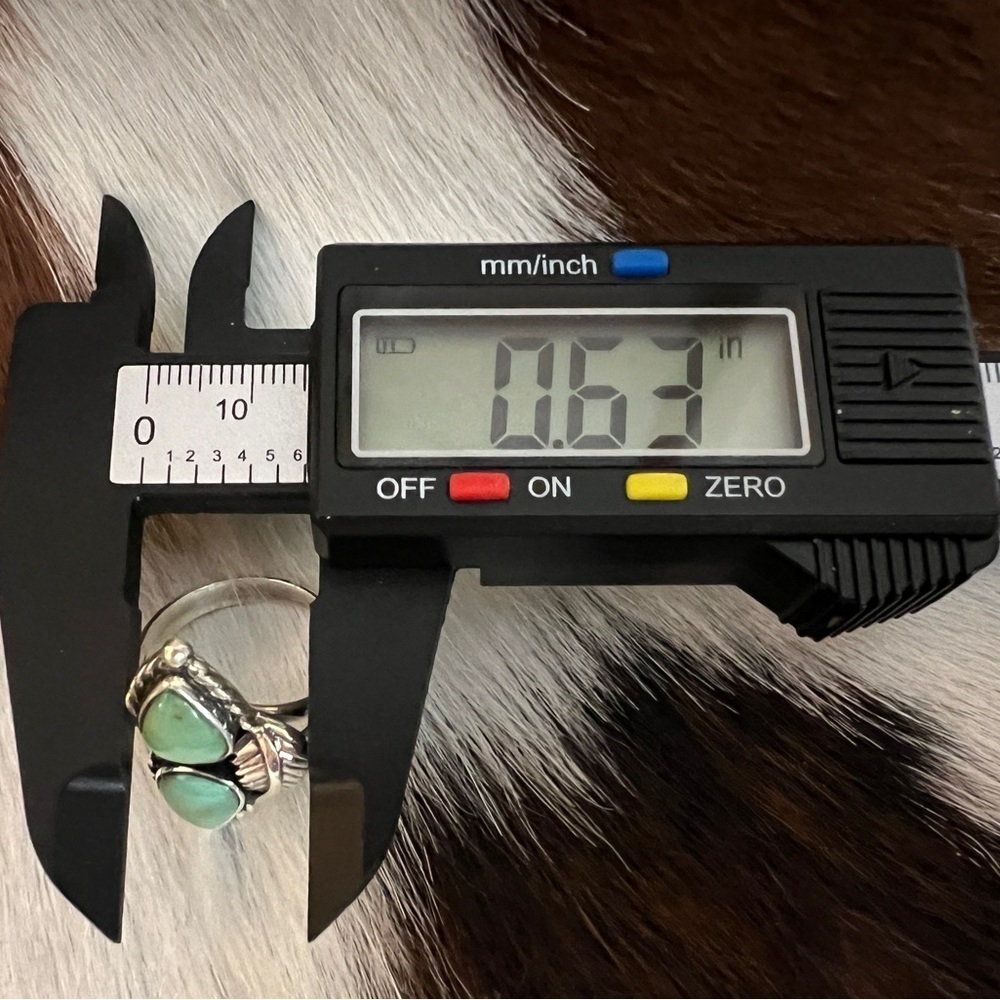 ❤️ Kingman Turquoise 2 Stone Statement Ring Southwestern Navajo Style Size 8.75 - Picture 12 of 13